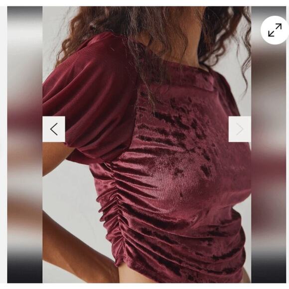 Free People Womens Velvet Crop Top Size M Midnight Mood Red Burgundy Whimsigoth - Picture 3 of 13
